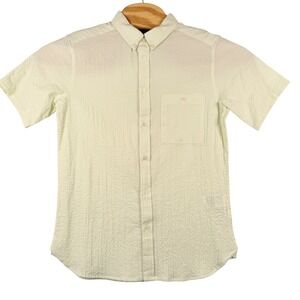 WeSC Mens S Womens M Shirt Oden Seersucker Striped Short Sleeve Button Down NWT